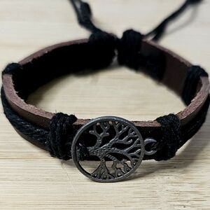 New Leather Bracelet with a Tree of Life Charm